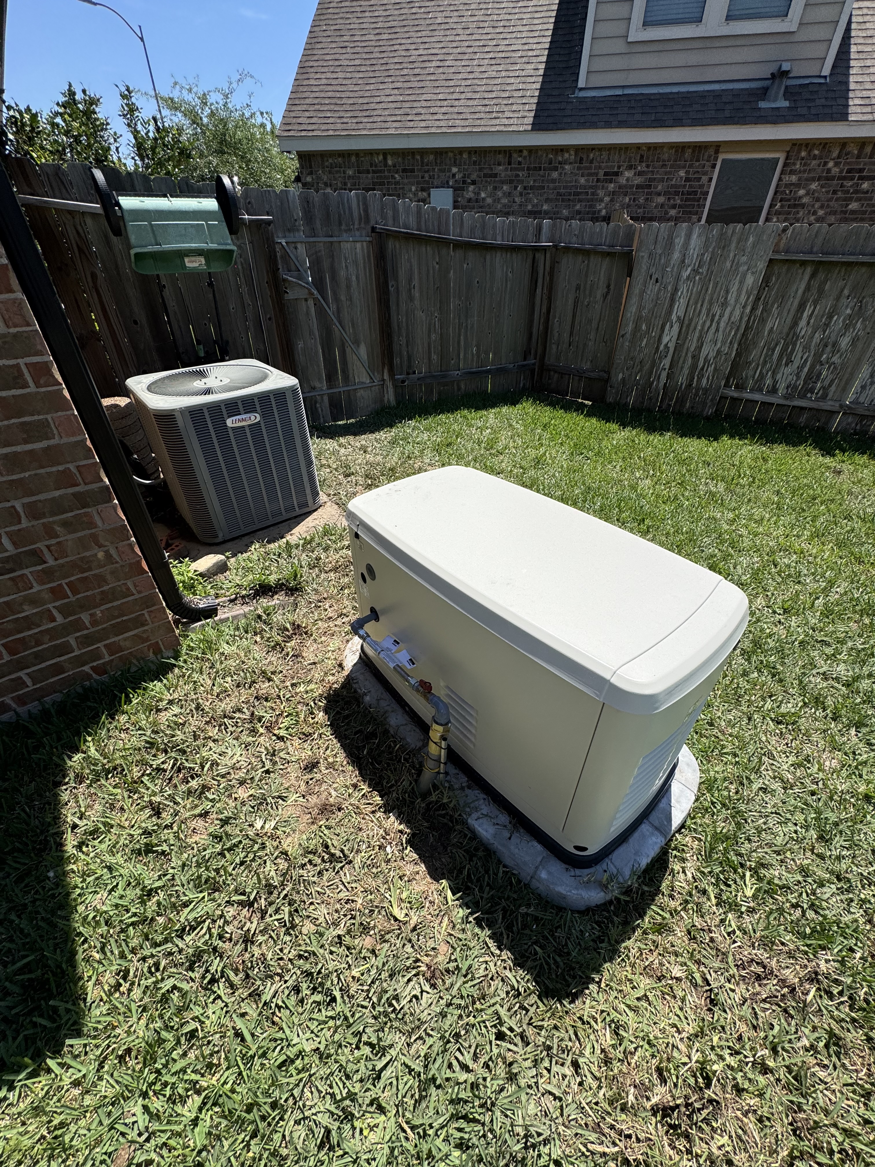 Backup generator installed and leveled for efficient performance and quiet power.